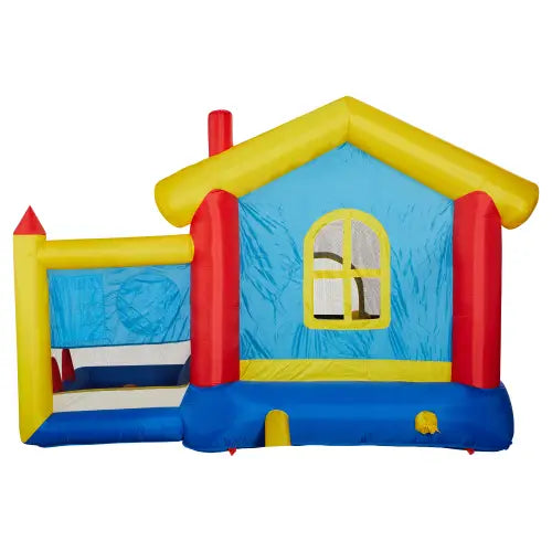 Luxury 8-in-1 inflatable bounce house with basketball game for kids