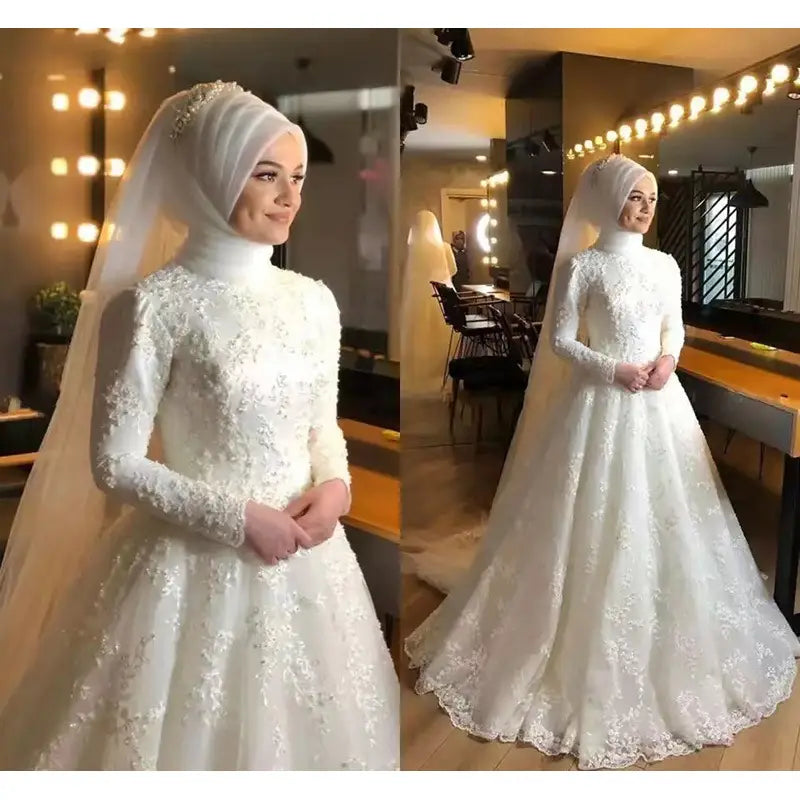 Timeless elegance modest bridal gown in luxury fashion for women