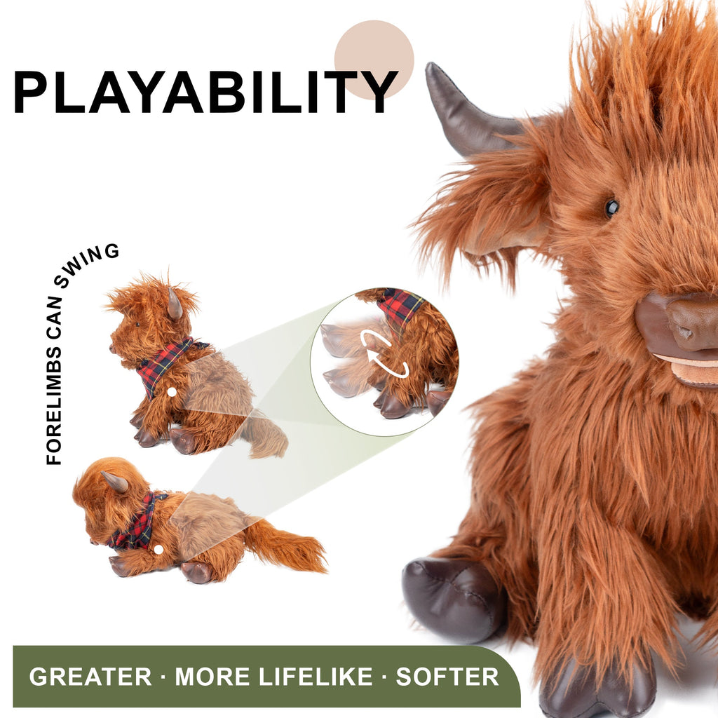17.7 Inches Highland Cow Plush Handmade Collectable– Weighted Toy for Kids & Adults - Maven Couture IncWild Animals