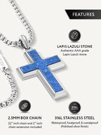 Lapis Lazuli Cross Pendant Necklace - Maven Couture IncCross Pendant