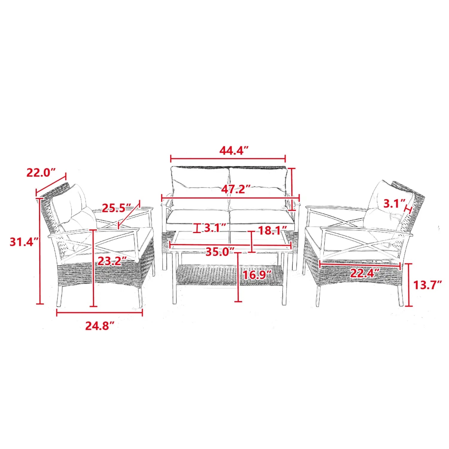 Elevate outdoor living with the luxe patio 4-piece sectional sofa set