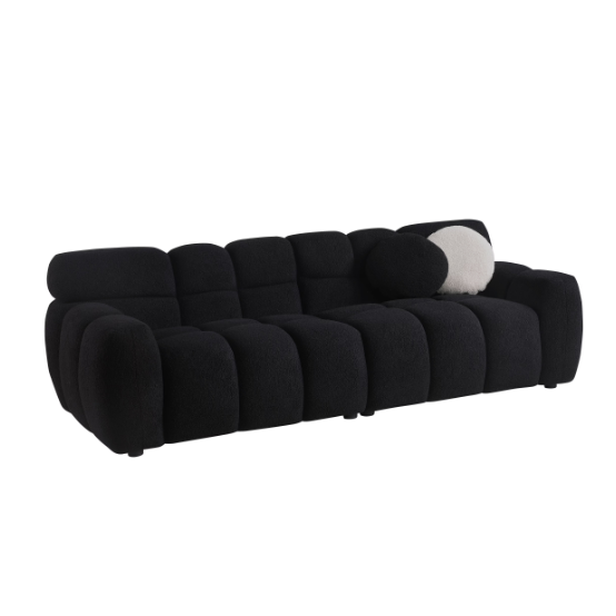 Elegant black boucle sofa for timeless designer living spaces