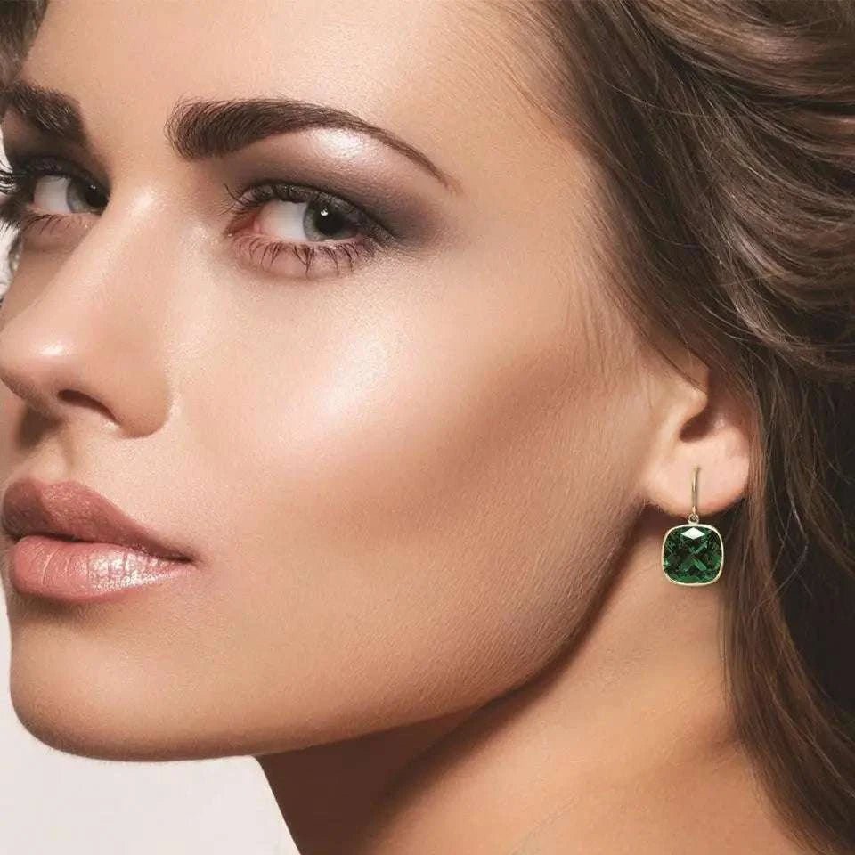 5.00 CTW Lab Grown Sapphire and Emerald Cushion Cut Drop Earrings Set - 14K Gold (2 Pairs) - Maven Couture IncEarrings