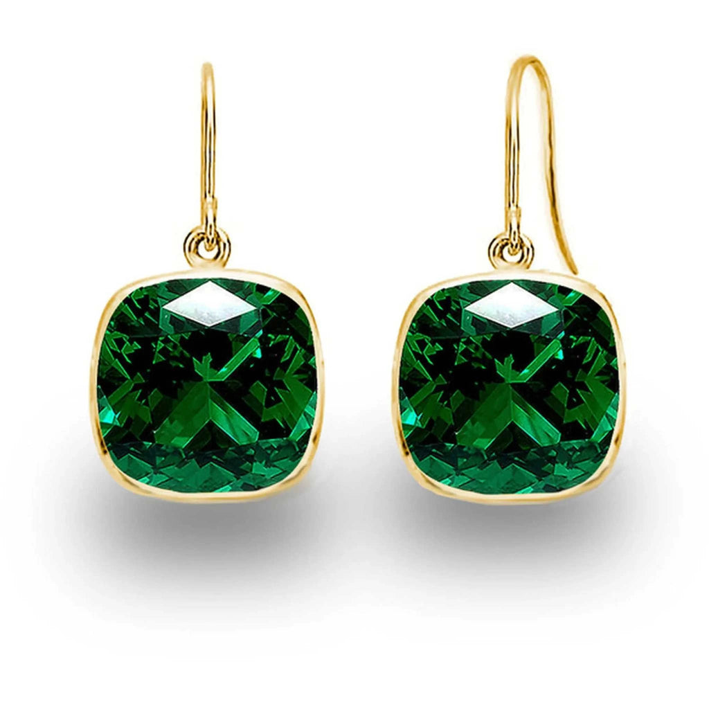 5.00 CTW Lab Grown Sapphire and Emerald Cushion Cut Drop Earrings Set - 14K Gold (2 Pairs) - Maven Couture IncEarrings