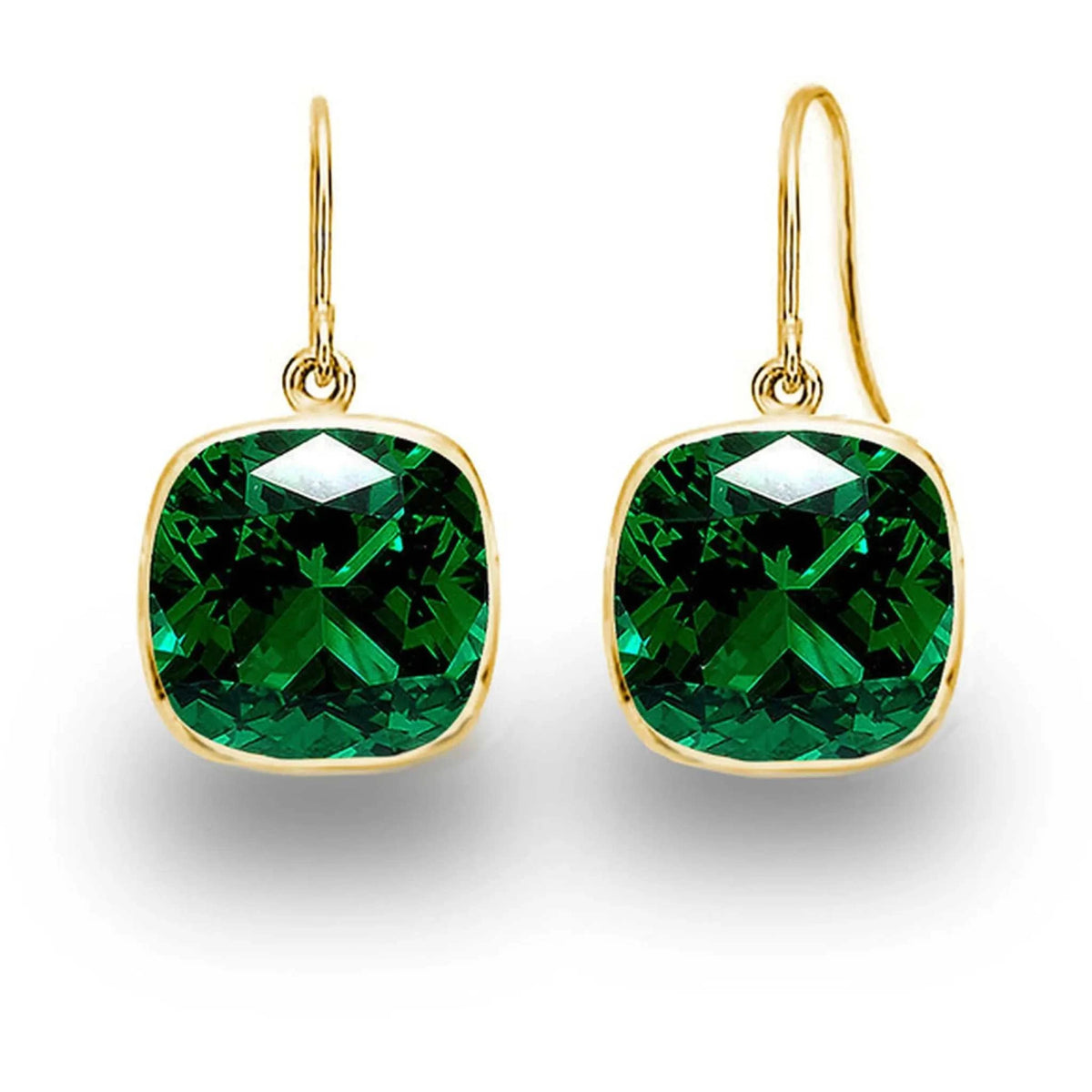 5.00 CTW Lab Grown Sapphire and Emerald Cushion Cut Drop Earrings Set - 14K Gold (2 Pairs) - Maven Couture IncEarrings