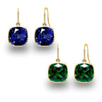 5.00 CTW Lab Grown Sapphire and Emerald Cushion Cut Drop Earrings Set - 14K Gold (2 Pairs) - Maven Couture IncEarrings