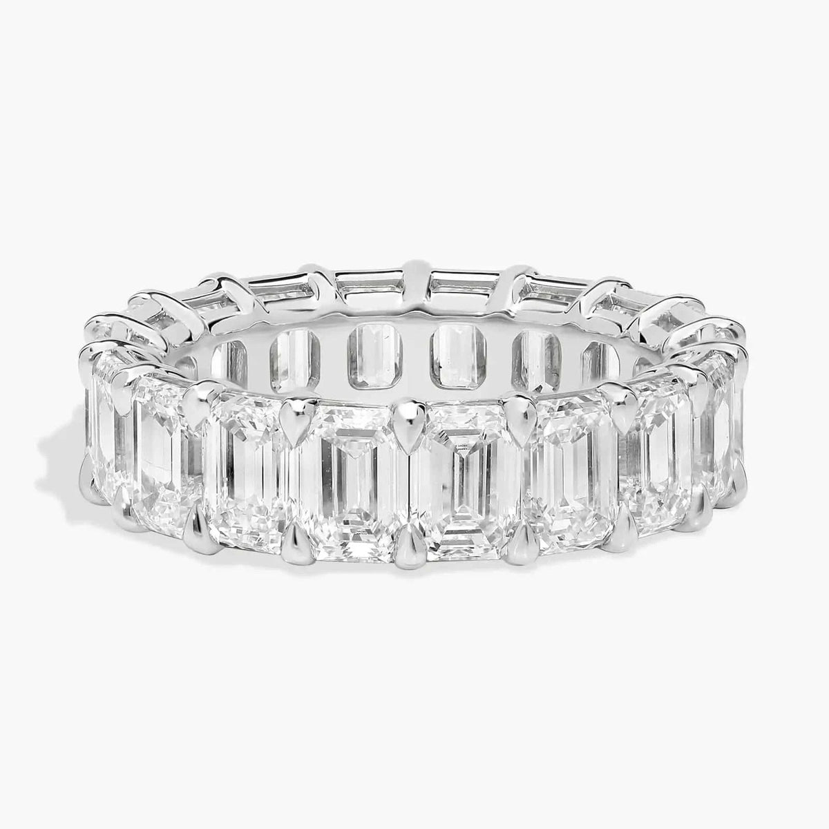 5.00 CTW Moissanite white gold overlay eternity band ring with emerald cut created moissanite stones