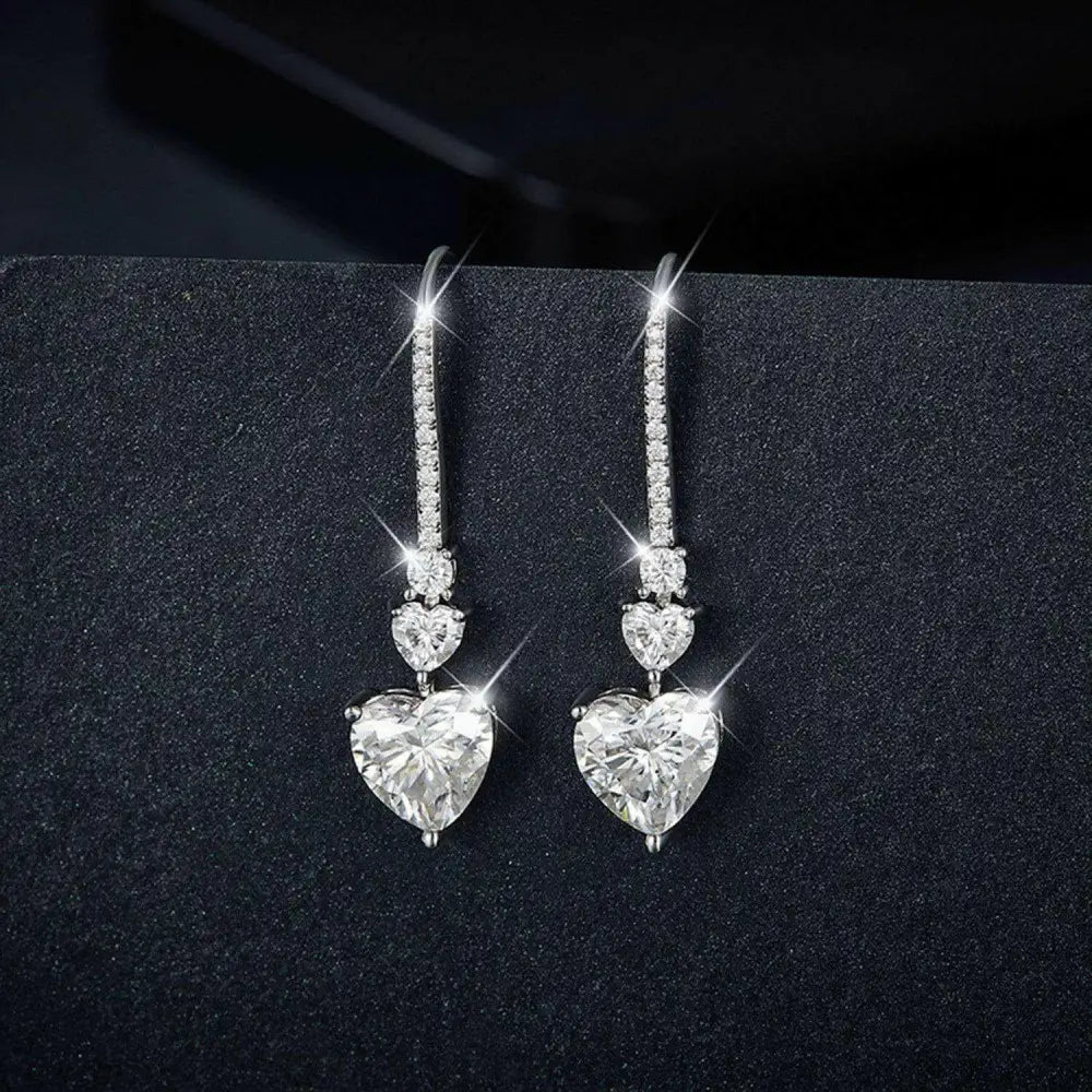 Exquisite 44 carat moissanite heart drop earrings in luxury fashion for women $424 1-piece this exquisite moissanite