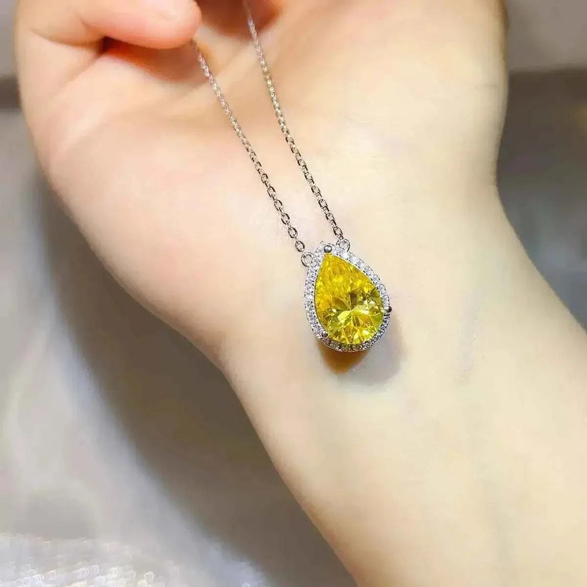 5 Carat 925 Sterling Silver Moissanite Pendant Necklace