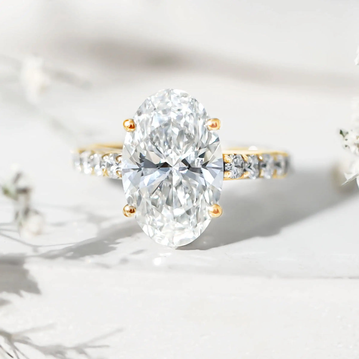 5 Carat Big Lab Grown Diamond Oval Engagement Ring with IGI Certificate