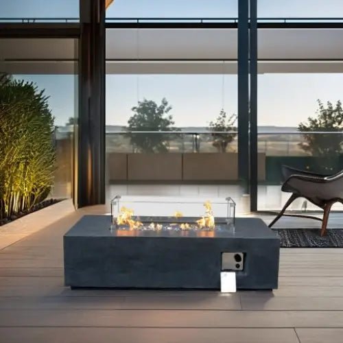 Elevate outdoor luxury with the elegant concrete propane fire pit table $1,299.99 furniture