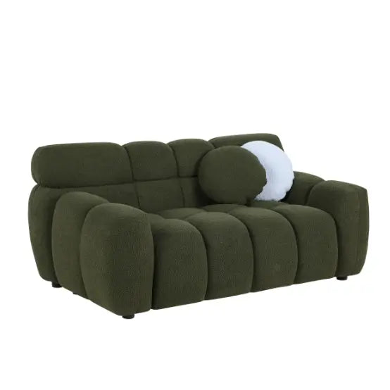 Elegant green boucle sofa for luxury fashion in living spaces