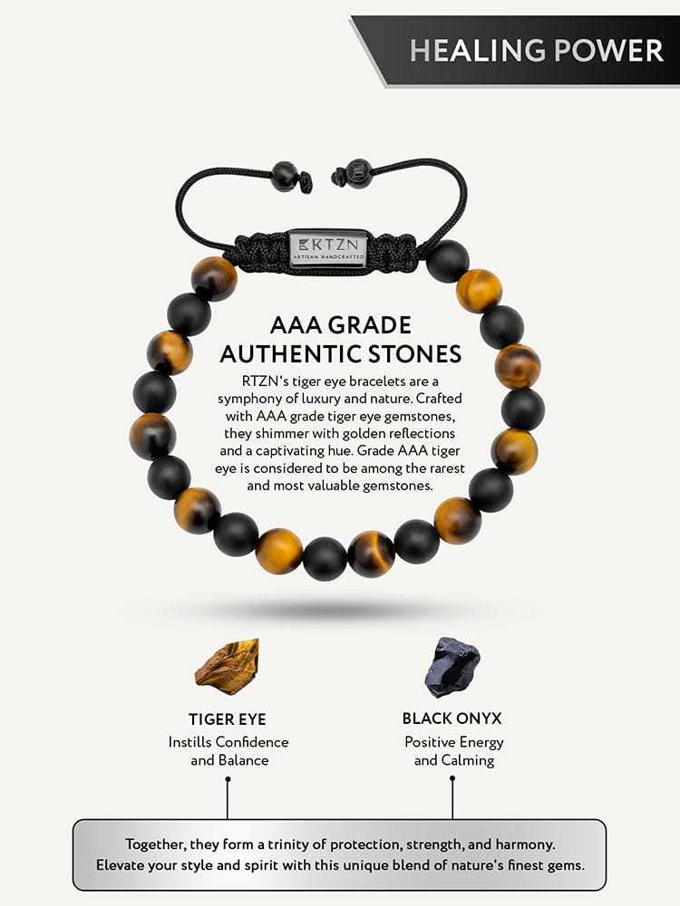 Tiger Eye & Black Onyx Beaded Bracelet - Tulum - Maven Couture IncBeaded Bracelet
