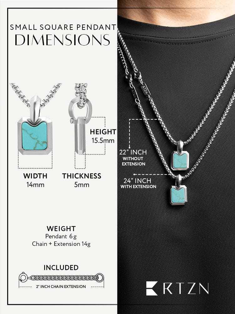 Turquoise Square Pendant Necklace - Maven Couture IncSquare Pendant