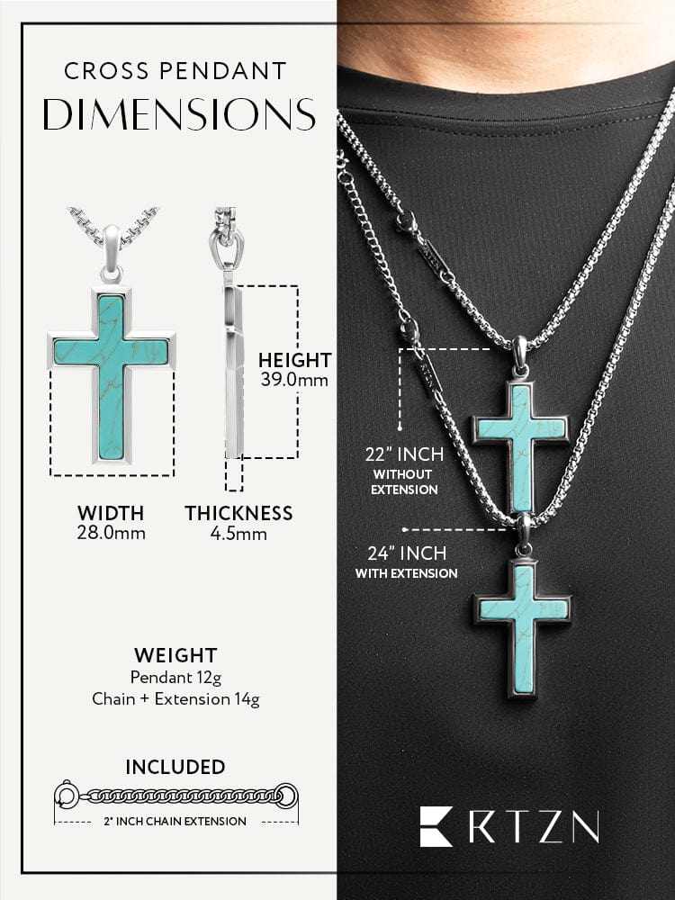 Turquoise Cross Pendant Necklace - Maven Couture IncCross Pendant