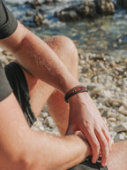 Stacked Brown Leather & Tiger Eye Bead Bracelet - Maven Couture IncLeather Bracelet