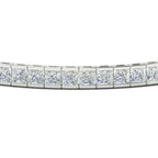 Created Moissanite princess cut tennis bracelet with half bezel setting in 14K white gold over sterling silver