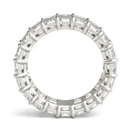 6 1/4 CTW Emerald Lab Grown Diamond eternity ring in 14K white gold with emerald-cut diamonds in an open prong setting