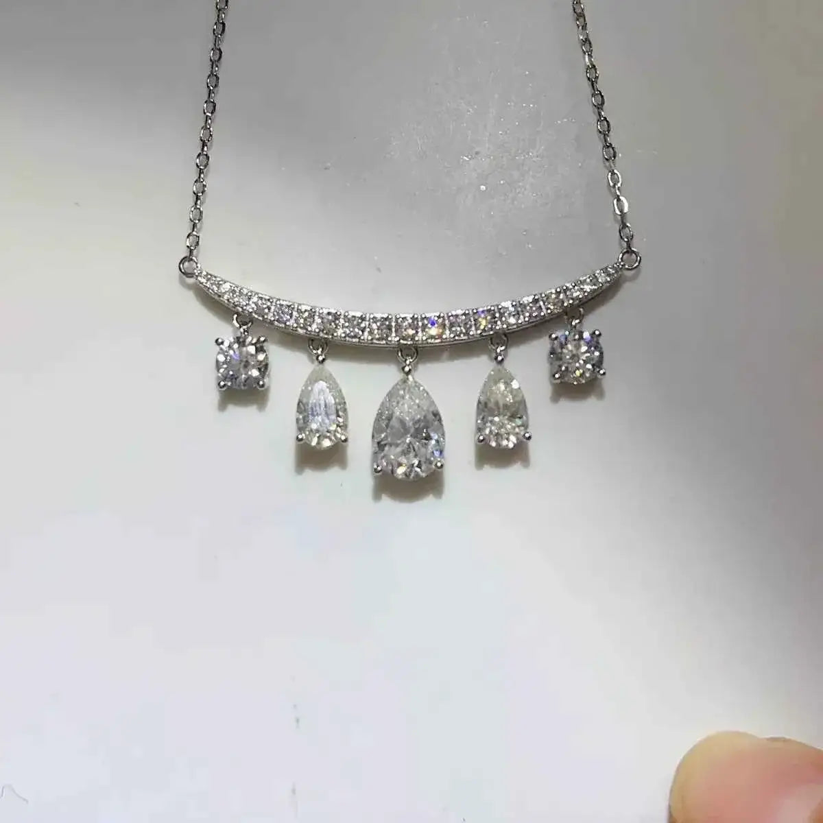 6 Carat 925 Sterling Silver Moissanite Teardrop Necklace