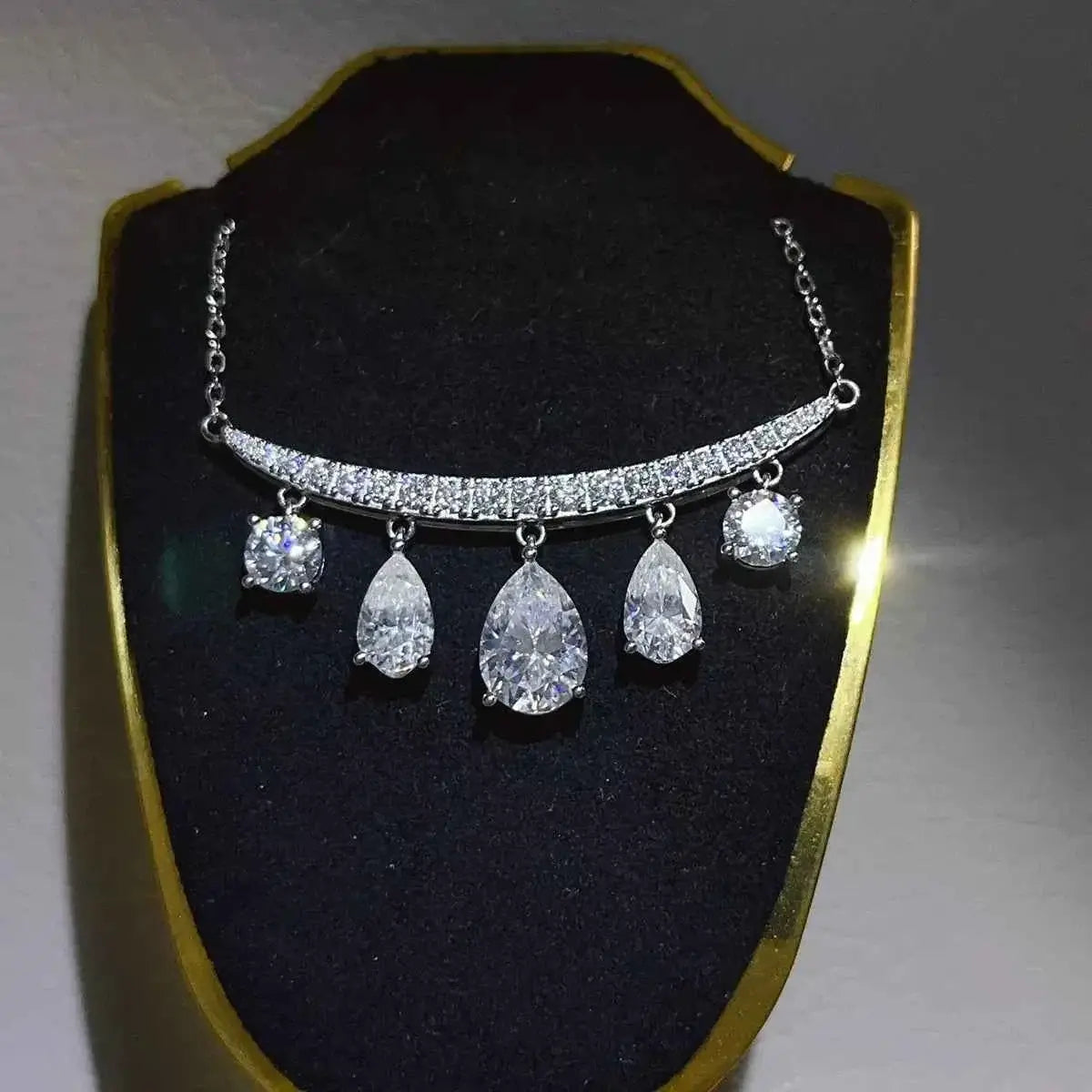 6 Carat 925 Sterling Silver Moissanite Teardrop Necklace