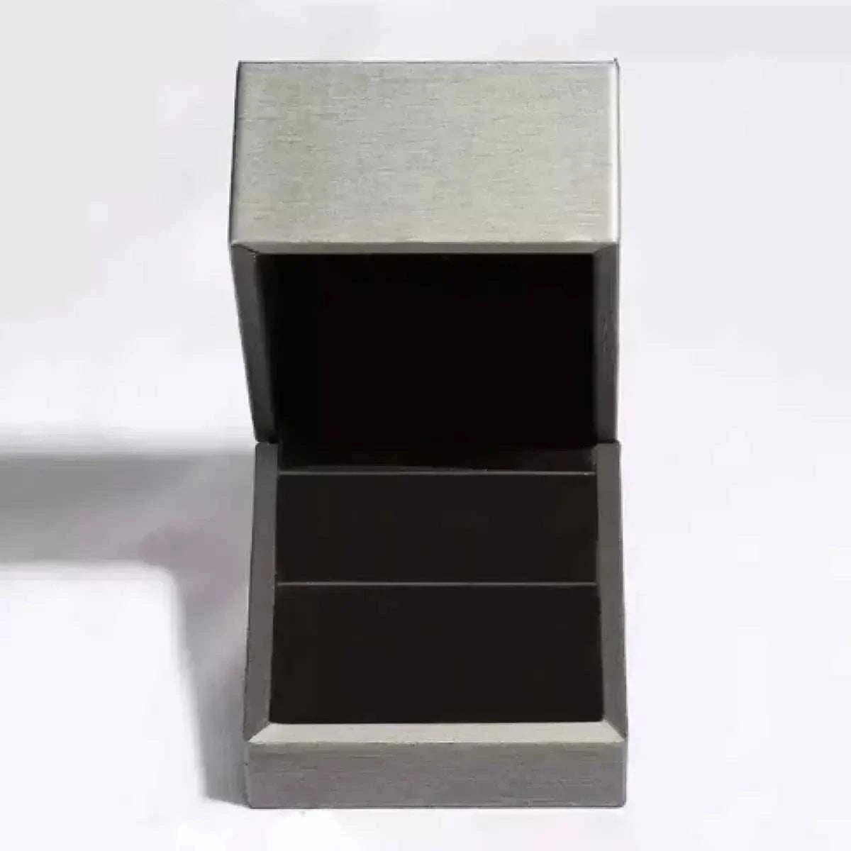 6 Carat sterling silver jewelry box with brushed metal exterior and black interior for a ring
