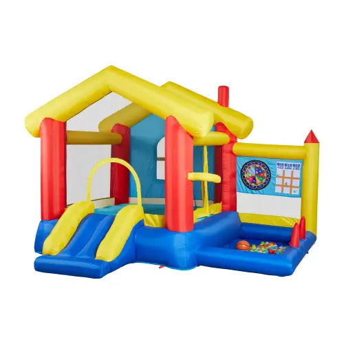 Luxury 8-in-1 inflatable bounce house with basketball game for kids