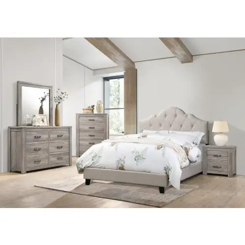 Elevate your bedroom with a luxurious light brown queen size bed