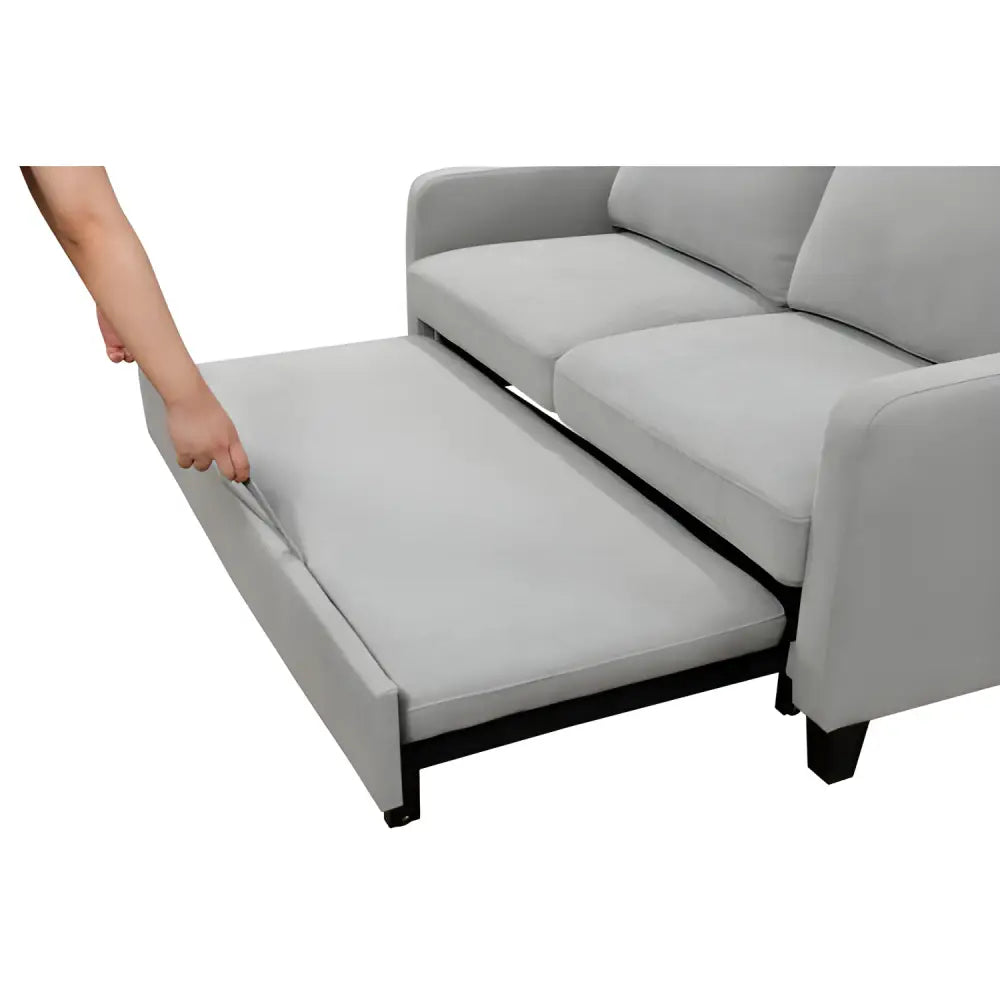 Elegant light grey luxury sofa bed with reclining backrest $1,200 furniture specification product information product