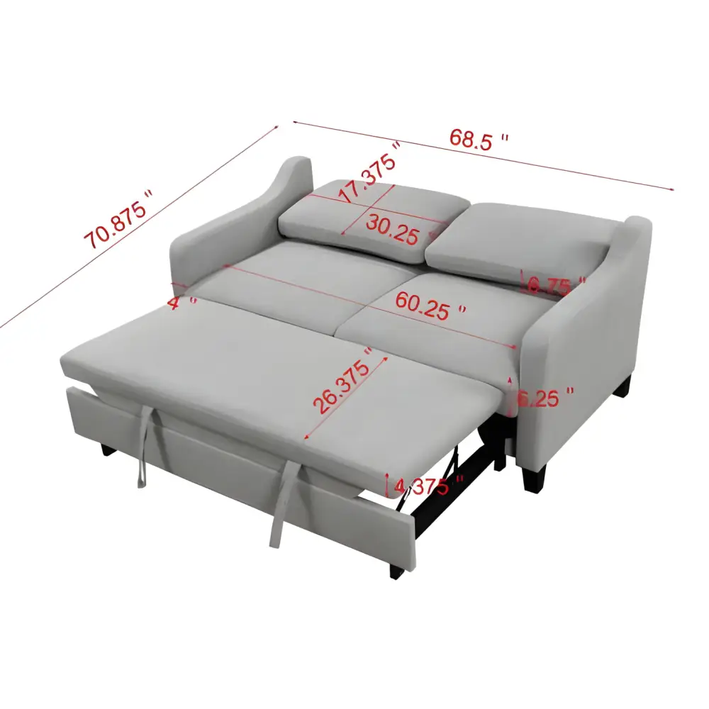 Elegant light grey luxury sofa bed with reclining backrest $1,200 furniture specification product information product