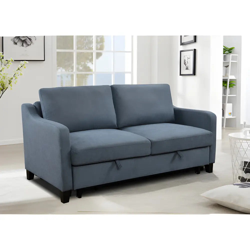 Elegant dark blue 3in-1 convertible sofa bed for luxury living spaces $1,200 furniture