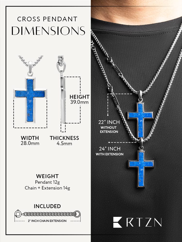 Lapis Lazuli Cross Pendant Necklace - Maven Couture IncCross Pendant