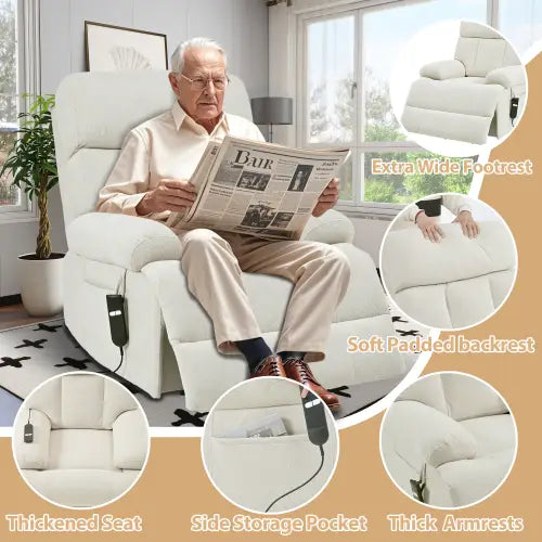 Experience luxury with the oversized power lift recliner chair