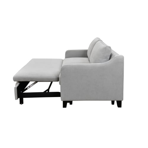 Elegant light grey luxury sofa bed with reclining backrest