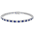 7.50 CTW AGI Certified Lab Created Blue Sapphire & Diamond Tennis Bracelet in 14K White Gold Overlay - Maven Couture IncBracelets