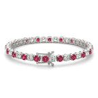 7.50 CTW AGI Certified Lab Created Ruby & Diamond Tennis Bracelet in 14K White Gold Overlay - Maven Couture IncBracelets