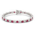 7.50 CTW AGI Certified Lab Created Ruby & Diamond Tennis Bracelet in 14K White Gold Overlay - Maven Couture IncBracelets