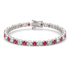 7.50 CTW AGI Certified Lab Created Ruby & Diamond Tennis Bracelet in 14K White Gold Overlay - Maven Couture IncBracelets