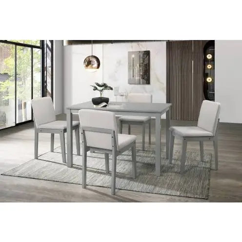 Grey finish 5pc dining room set for a touch of luxury and comfort