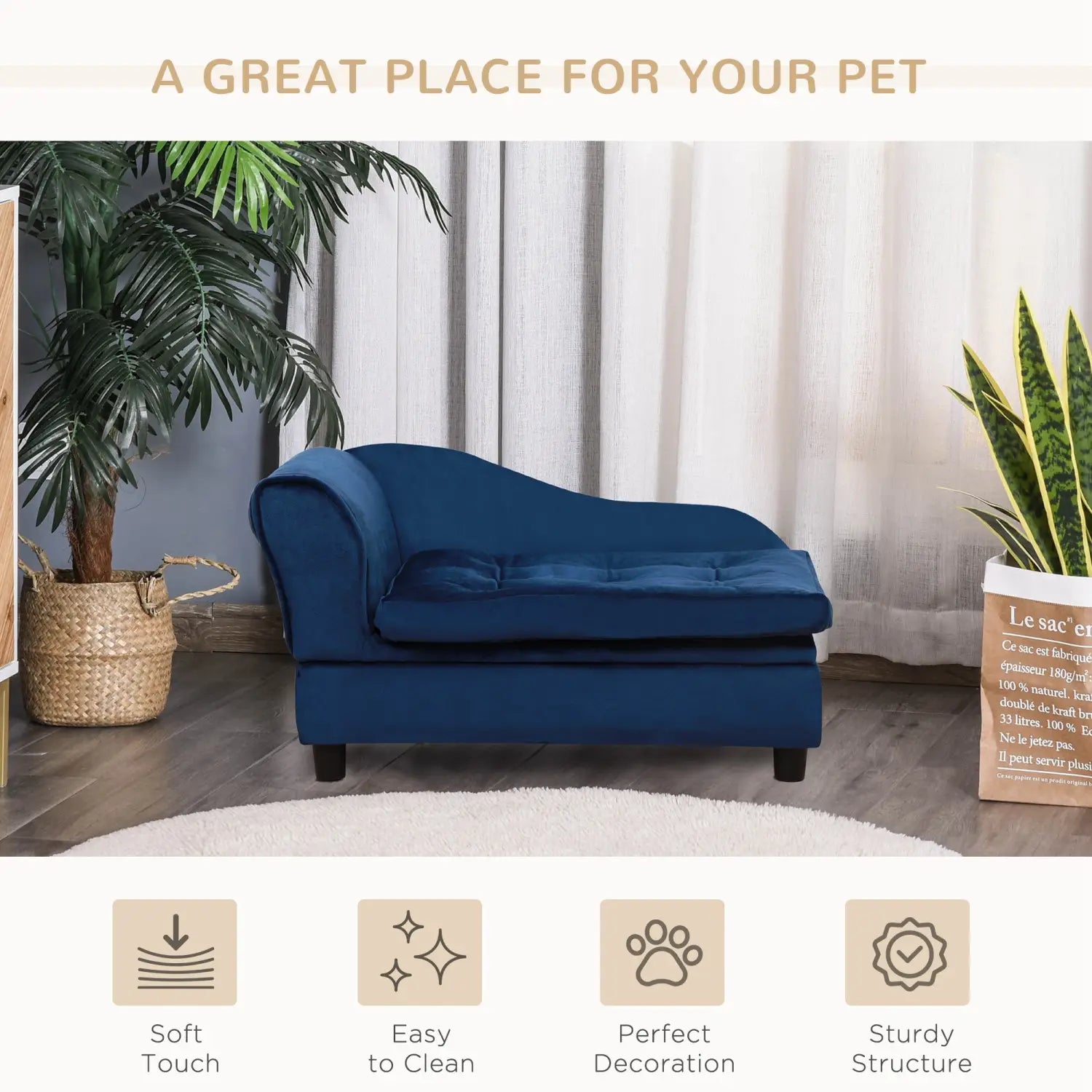 Chic luxury small dog bed with hidden storage for elegant home décor