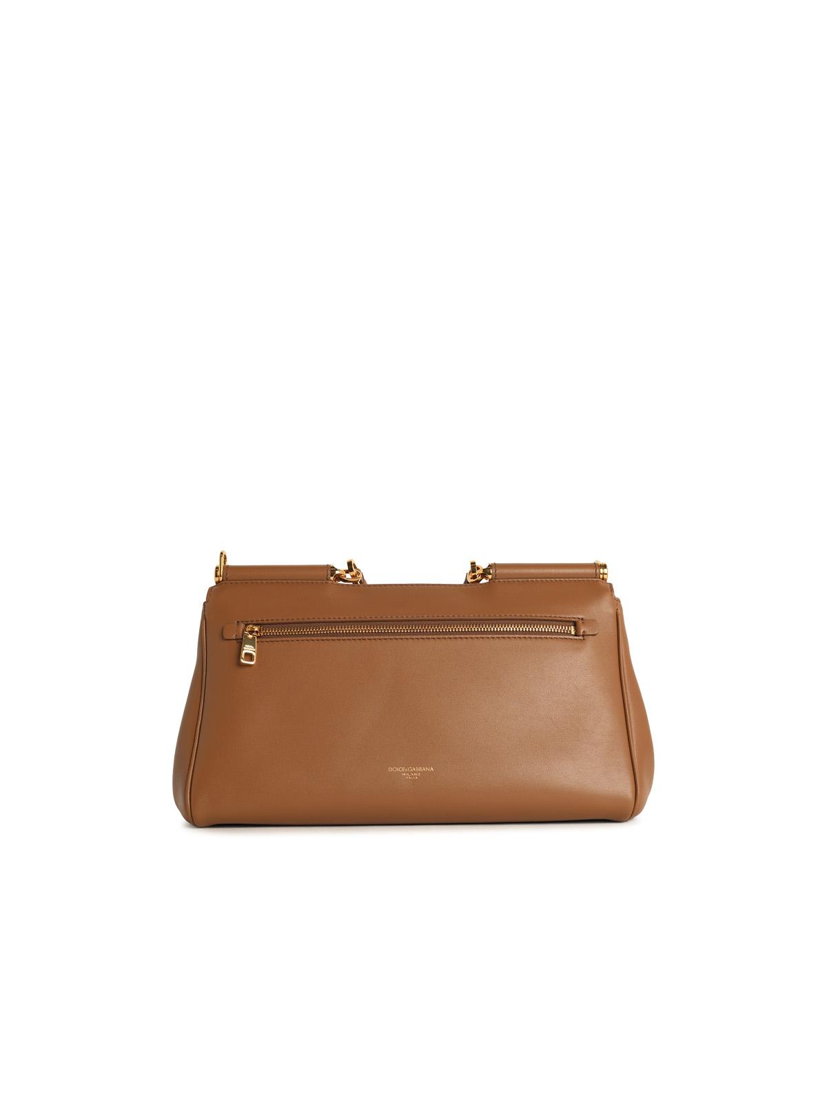 Dolce & Gabbana 'My Sicily' Calf Leather 'Plongé' Caramel Handbag Women - Maven Couture IncHandbags / Shoulder Bags