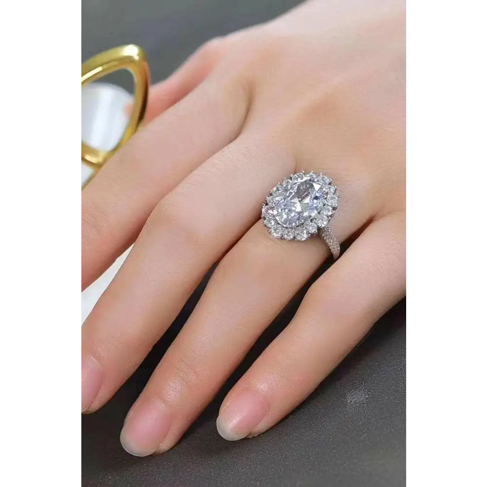 Elegant 8 carat moissanite ring in 925 silver for luxury fashion women $499 picture flat lay, showcasing the elegant