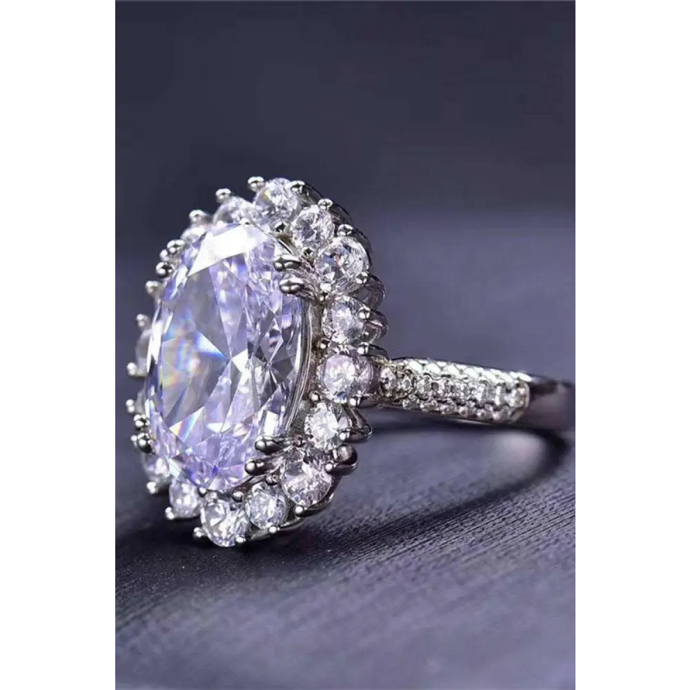 Elegant 8 carat moissanite ring in 925 silver for luxury fashion women $499 picture flat lay, showcasing the elegant