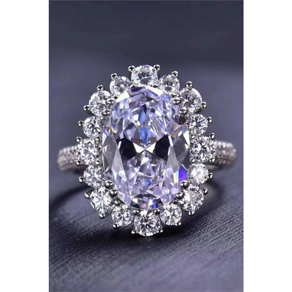 Elegant 8 carat moissanite ring in 925 silver for luxury fashion women $499 picture flat lay, showcasing the elegant