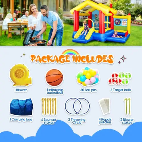 Luxury 8-in-1 inflatable bounce house with basketball game for kids $349.99 specification product information product