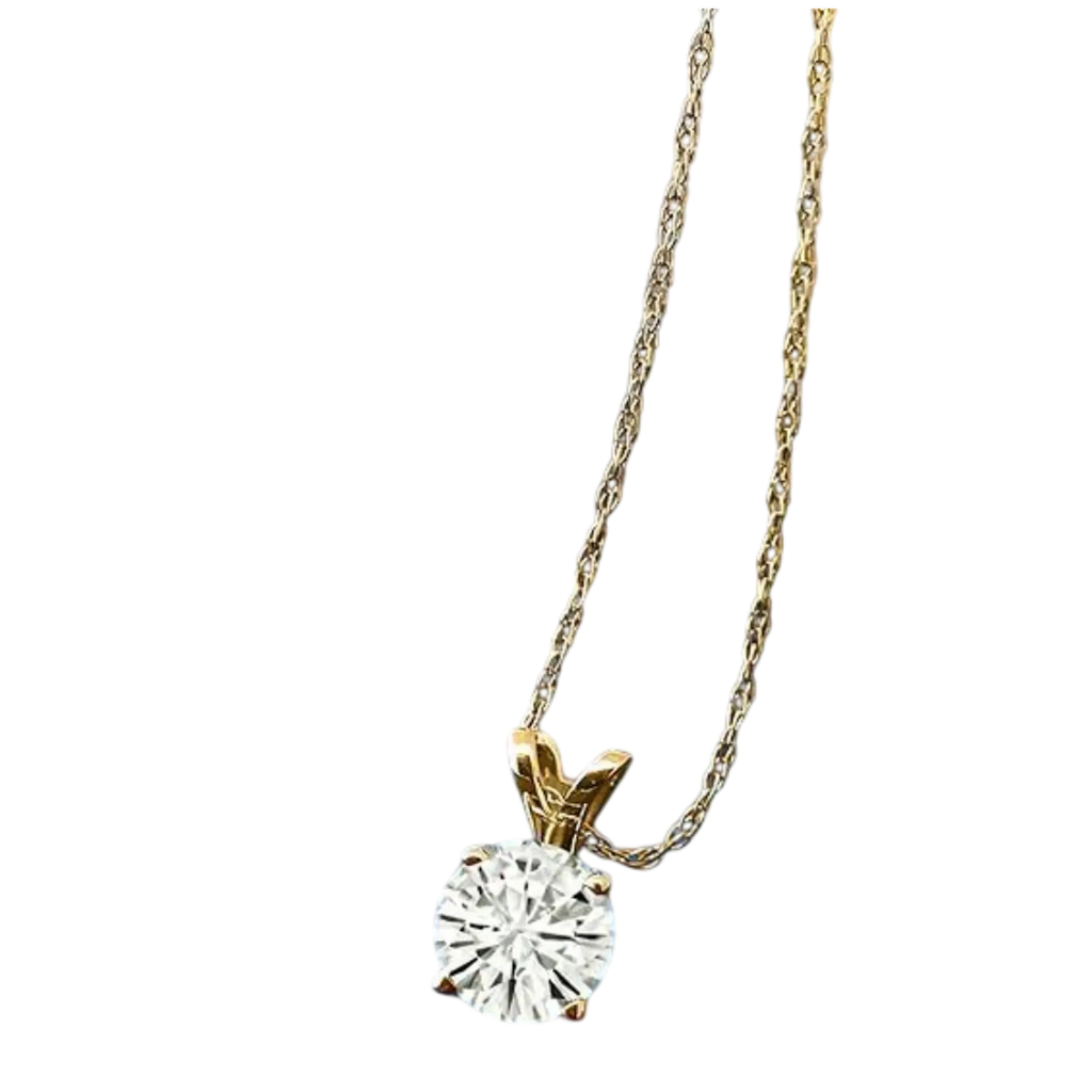 .80 CTW Certified Genuine Moissanite Solitaire Pendant Necklace - Choice of 14k White or Yellow Gold - Maven Couture IncCharms & Pendants