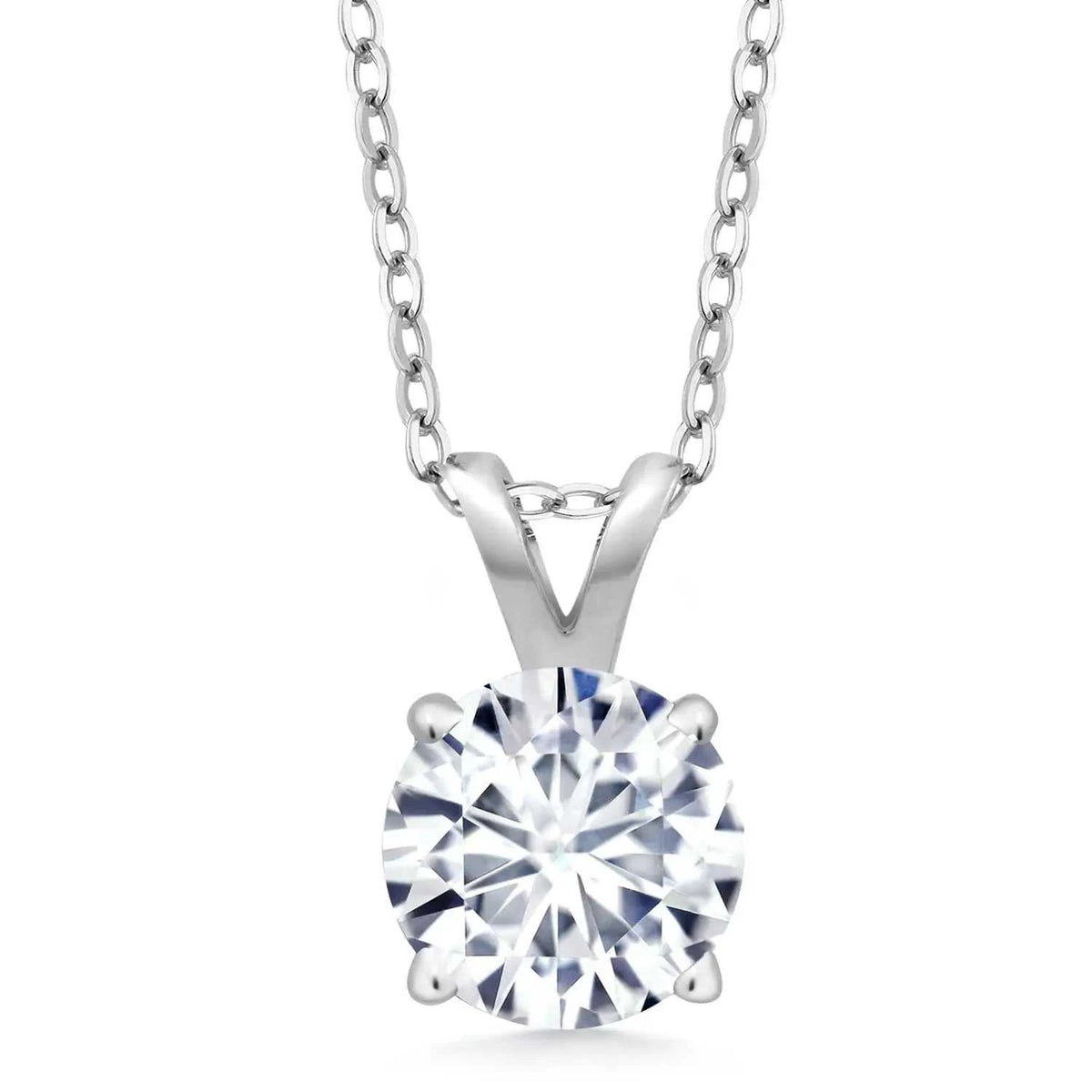 .80 CTW Certified Genuine Moissanite Solitaire Pendant Necklace - Choice of 14k White or Yellow Gold - Maven Couture IncCharms & Pendants