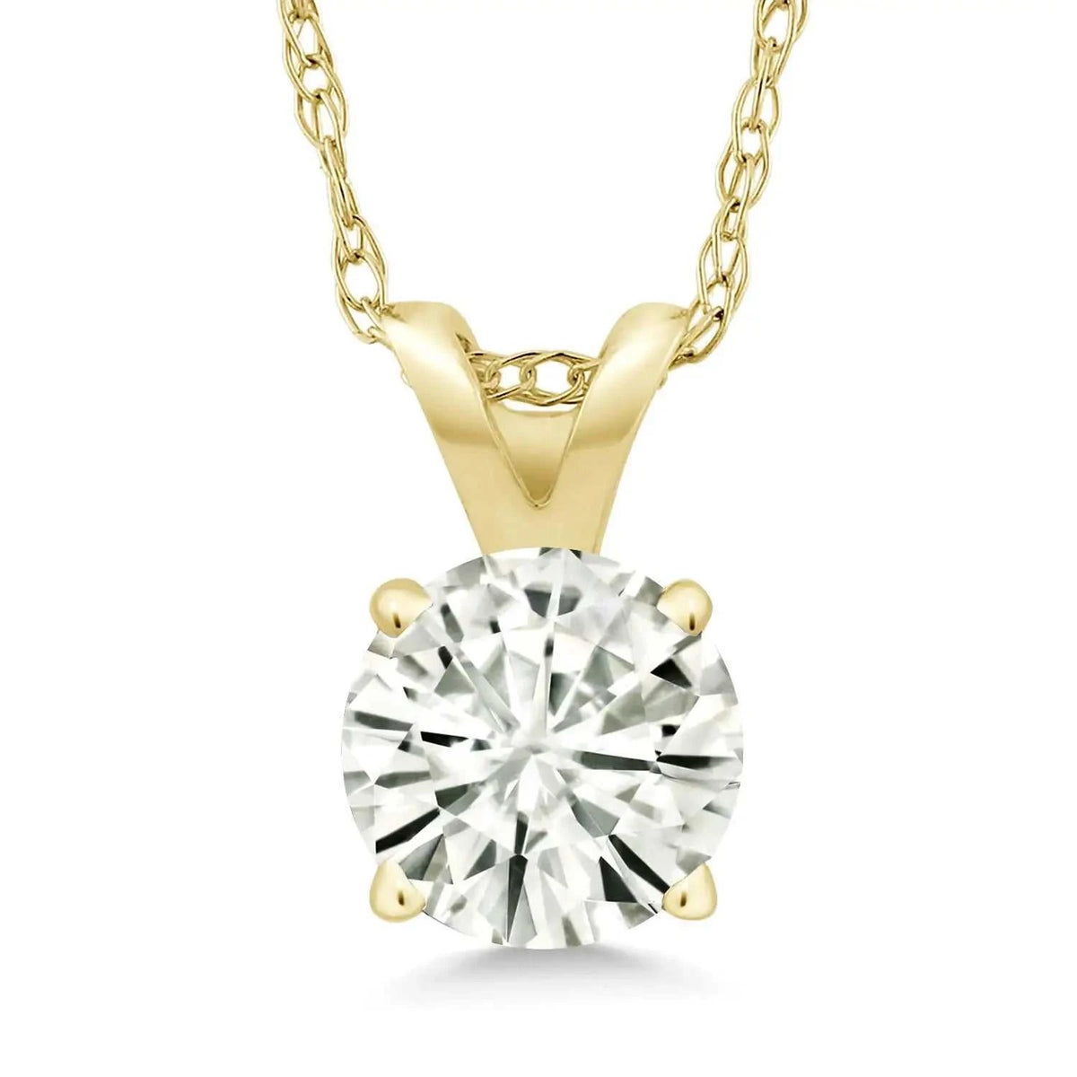 .80 CTW Certified Genuine Moissanite Solitaire Pendant Necklace - Choice of 14k White or Yellow Gold - Maven Couture IncCharms & Pendants