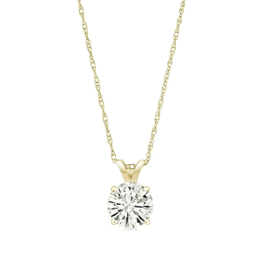 .80 CTW Certified Genuine Moissanite Solitaire Pendant Necklace - Choice of 14k White or Yellow Gold - Maven Couture IncCharms & Pendants