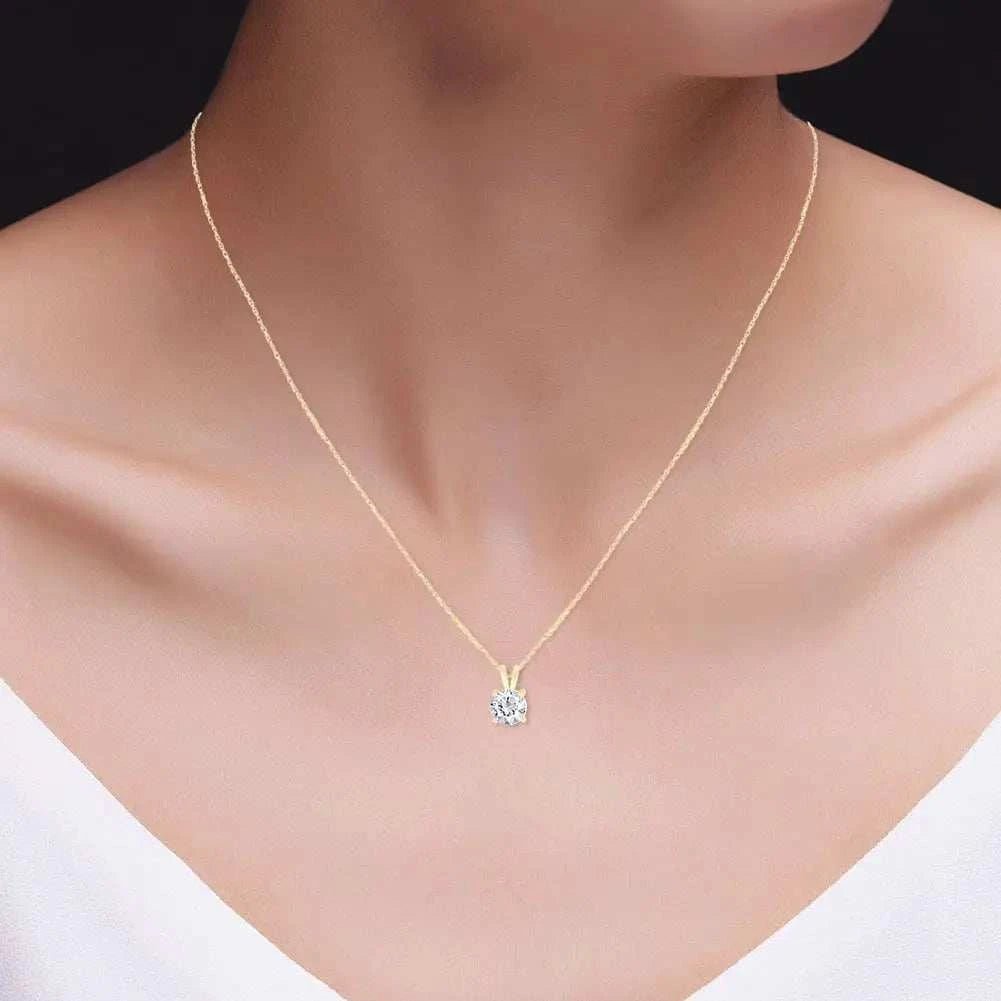 .80 CTW Certified Genuine Moissanite Solitaire Pendant Necklace - Choice of 14k White or Yellow Gold - Maven Couture IncCharms & Pendants