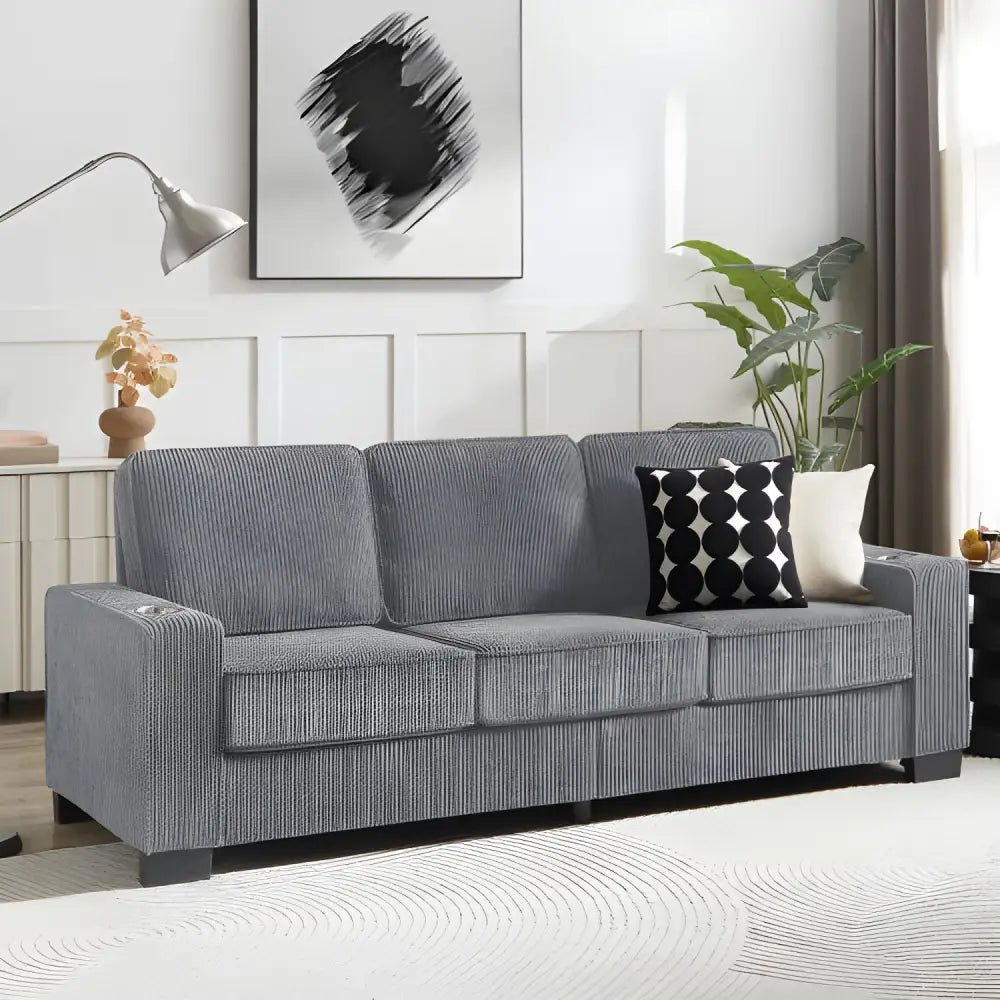 Elevate your space with the luxurious 83.86 corduroy fabric sofa $399.99 specification product information item